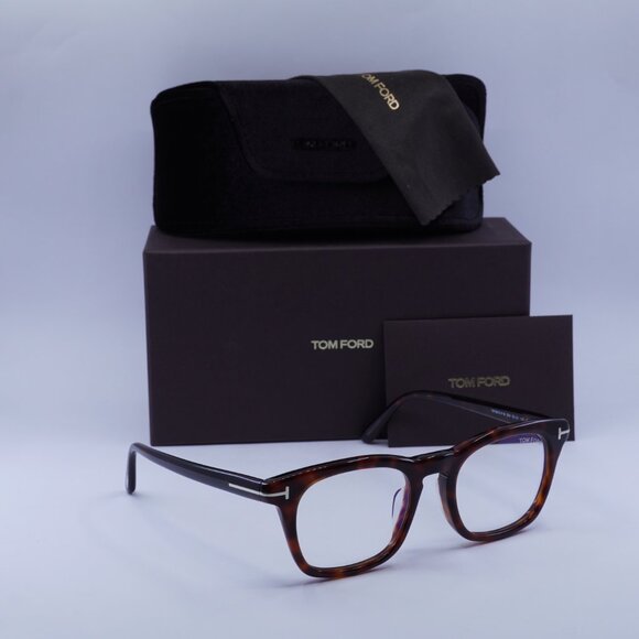 Tom Ford FT5870-F-B 054 Square Eyeglasses - Red Havana 52mm - Picture 4 of 9